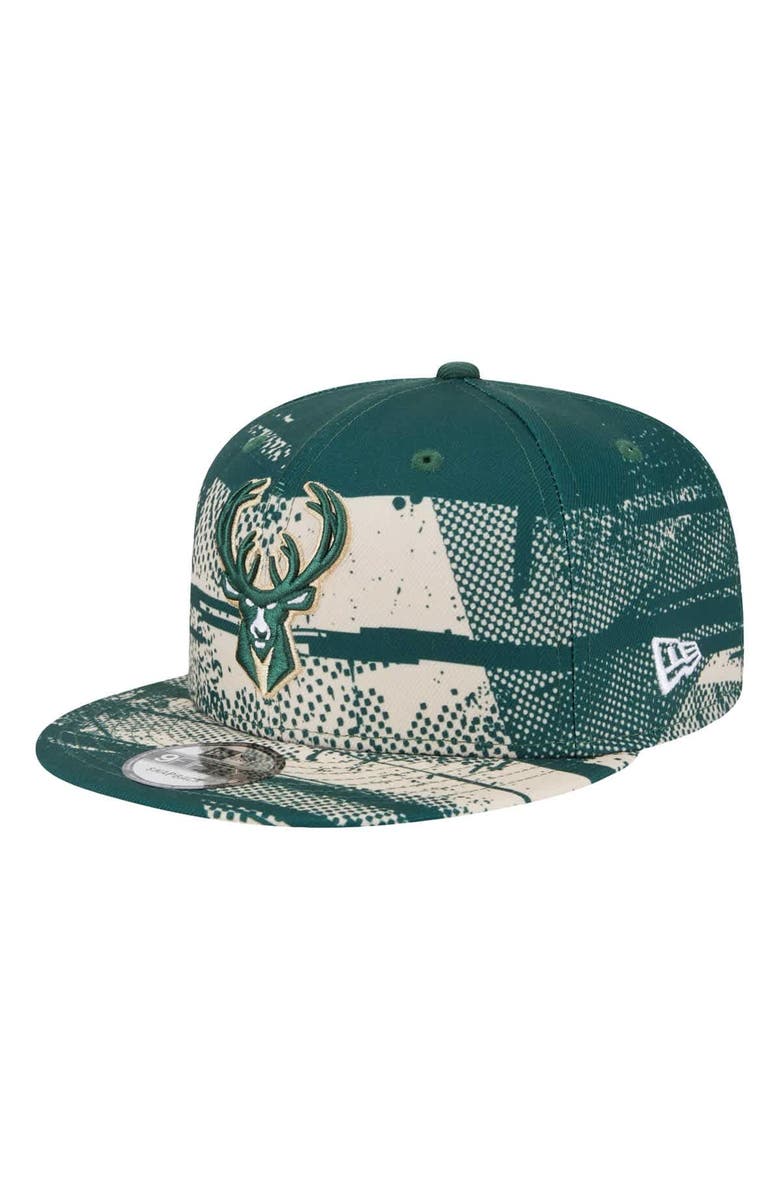 New Era Men's New Era Hunter Green Milwaukee Bucks Tip-Off 9FIFTY Snapback Hat, Alternate, color, Hunter Green