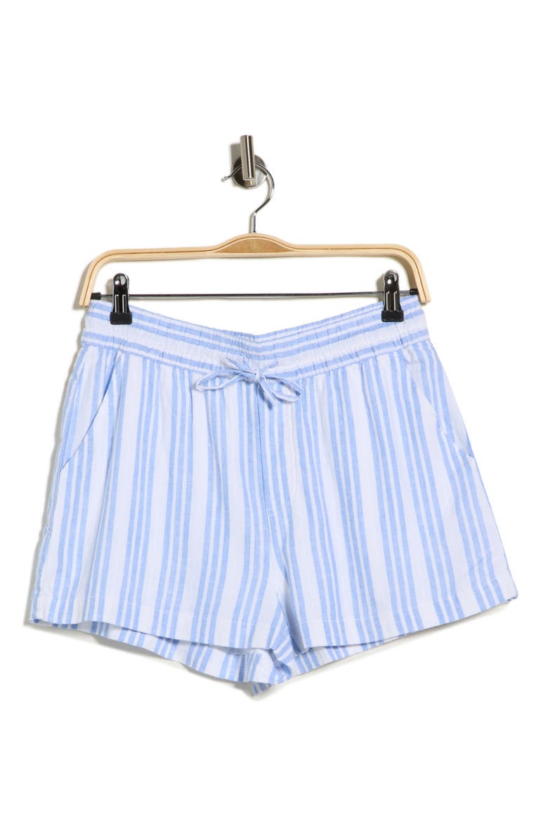 Christy Linen Blend Shorts, Alternate, color, STEEL BLUE STRIPE