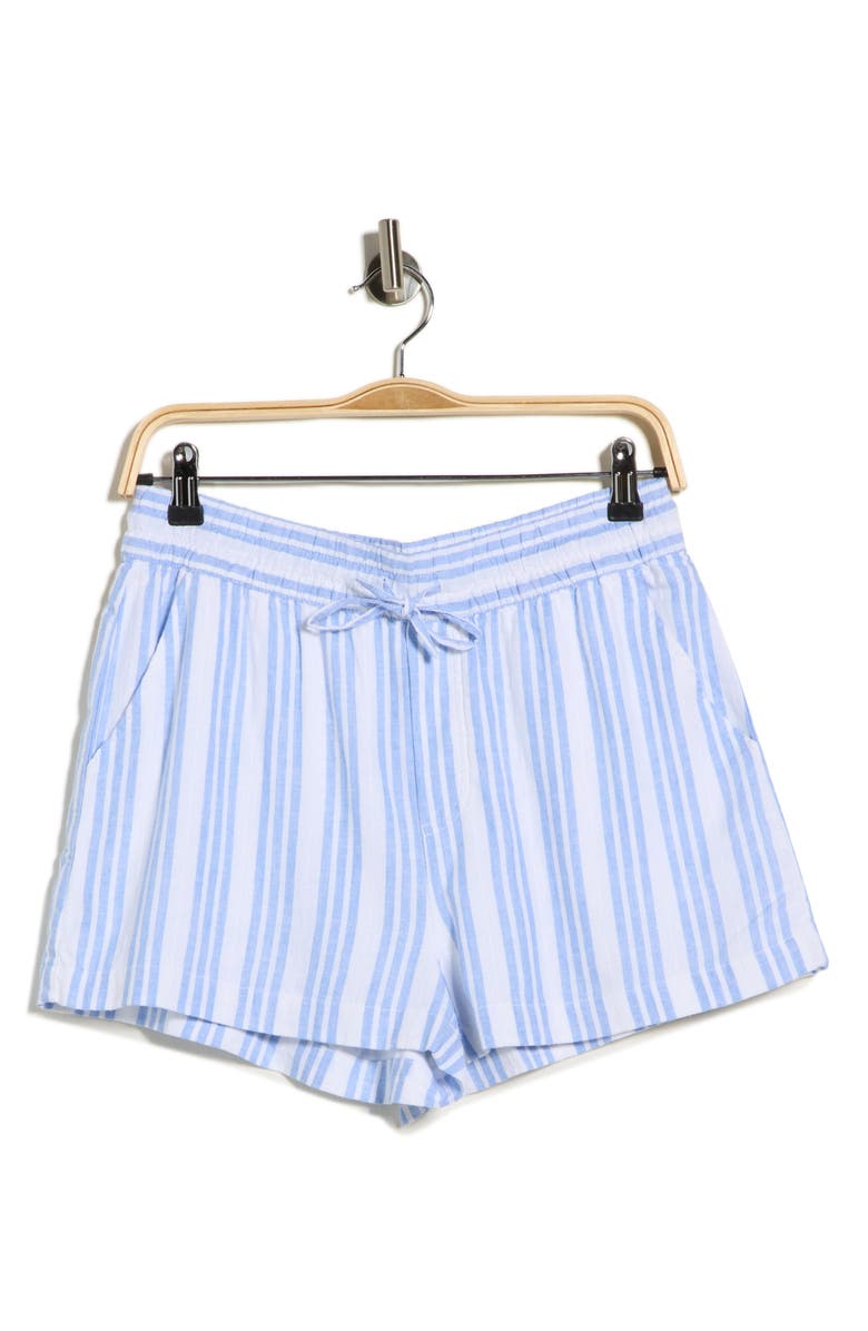 Splendid Christy Linen Blend Shorts, Main, color, Steel Blue Stripe