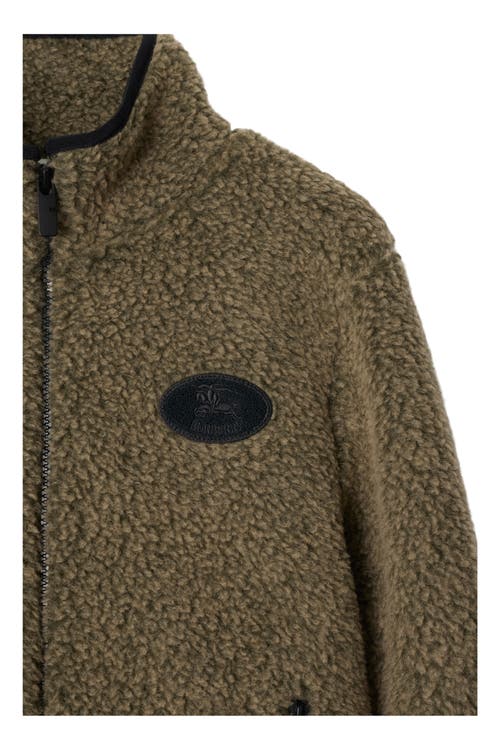 Burberry Cropped Fleece Jacket In Mire Melange