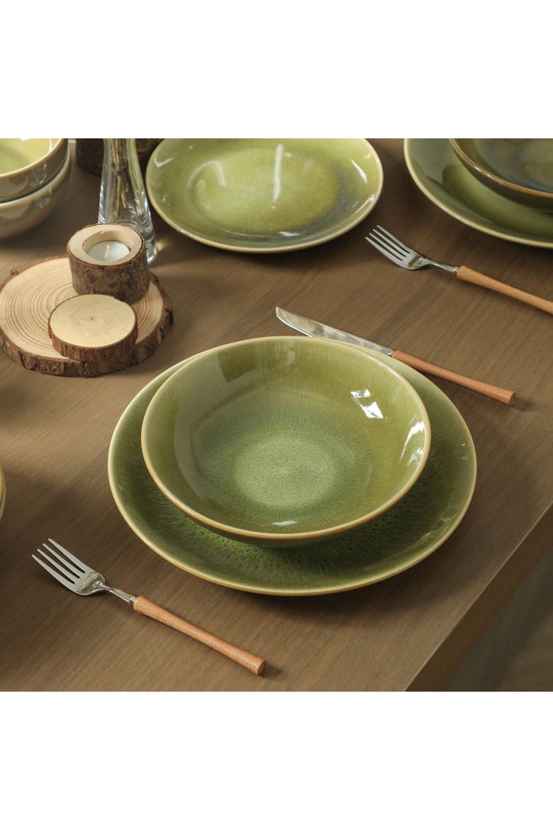 Riley 4-Piece Pasta Bowl Set Stoneware, Service for 4, Alternate, color, Green and Blue