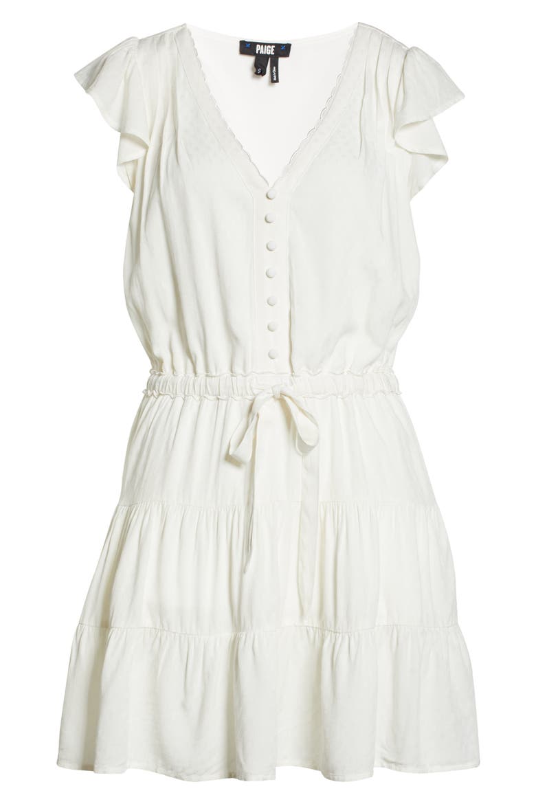 Rosalee Flutter Sleeve Tie Waist Dress, Alternate, color, WHITE