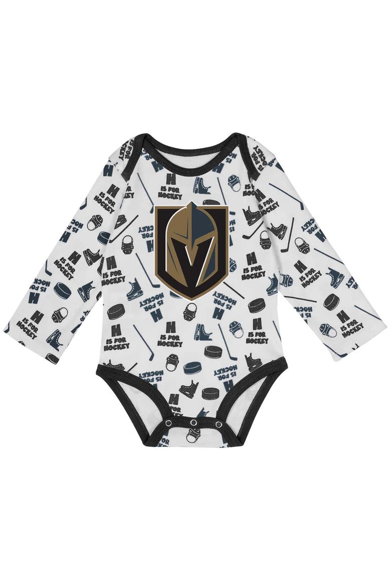 Infant White Vegas Golden Knights Quick Learner Long Sleeve Bodysuit, Alternate, color, White