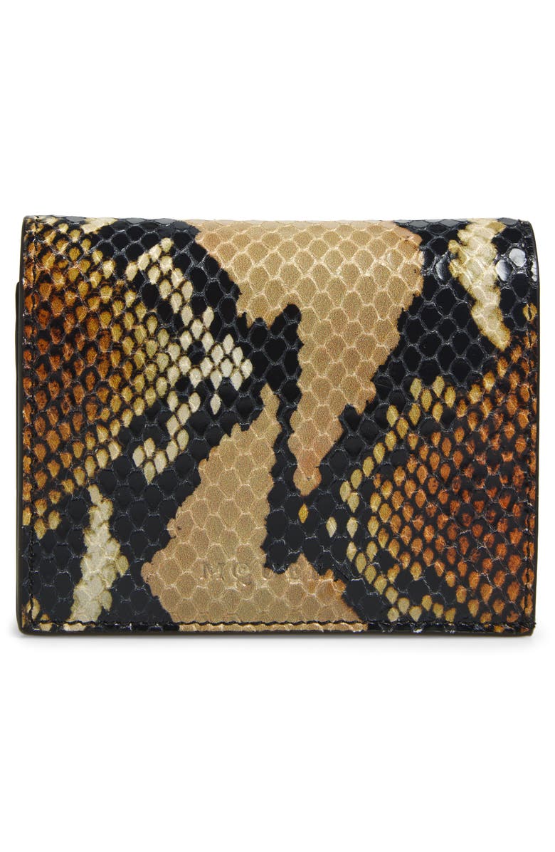 McQueen Snake Embossed Leather Card Case, Main, color, Brown/ Gold