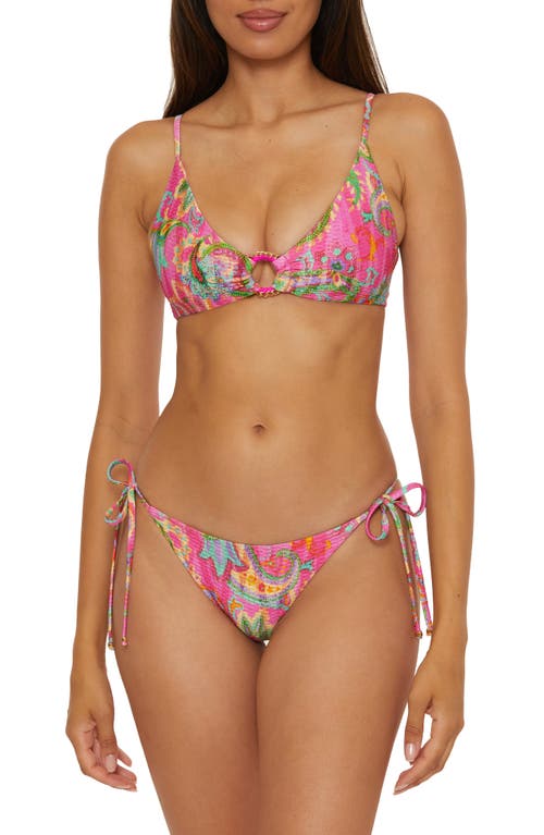 Becca Polynesia Side Tie Bikini Bottoms In Pink Multi