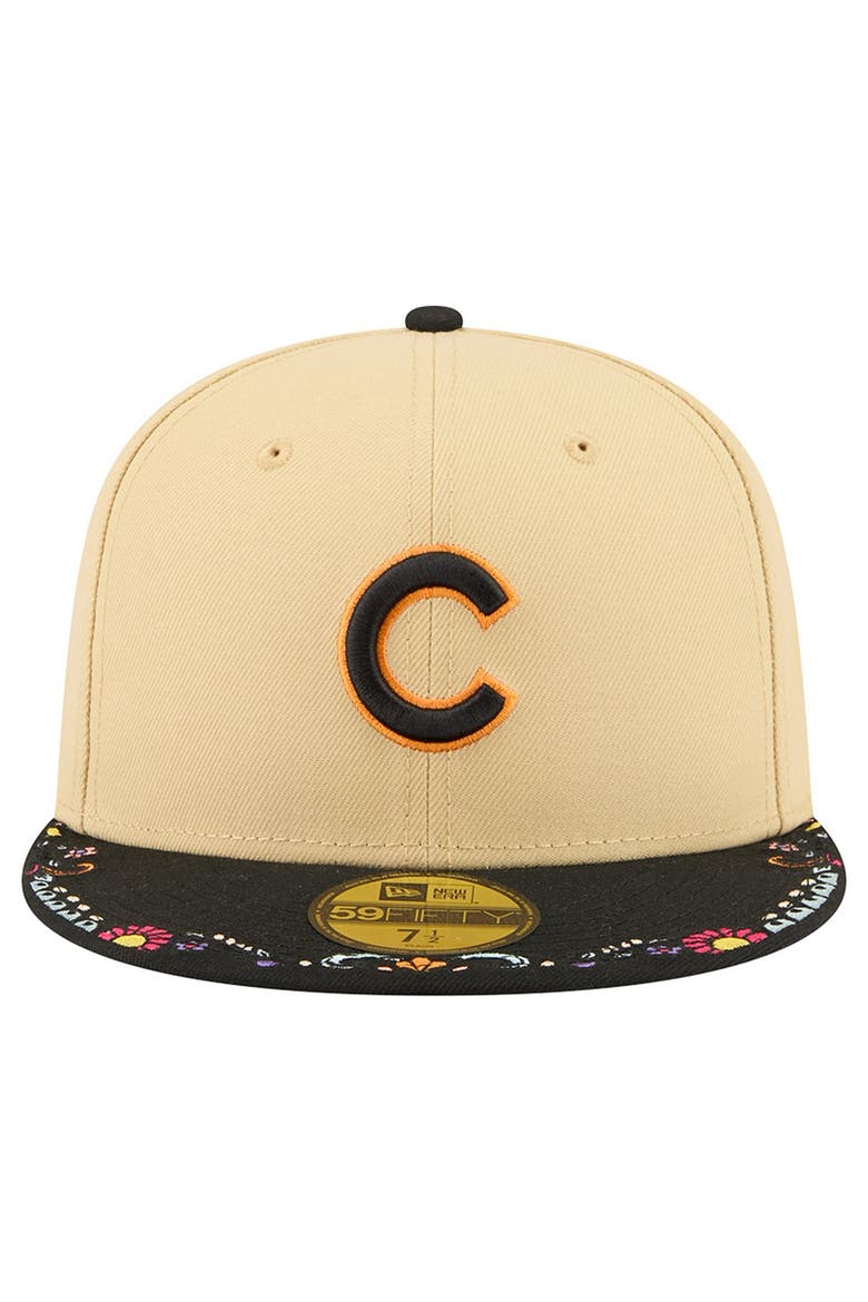 Men's New Era Light Beige Chicago Cubs Two-Tone Embroidered Visor 59FIFTY Fitted Hat, Alternate, color, Light Beige