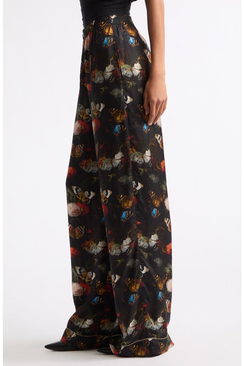 Darcy High Waist Flare Pajama Pants, Alternate, color, BLACK RED FLORAL BUTTERFLY