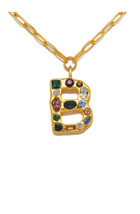 Emilie Crystal Initial Pendant Necklace
