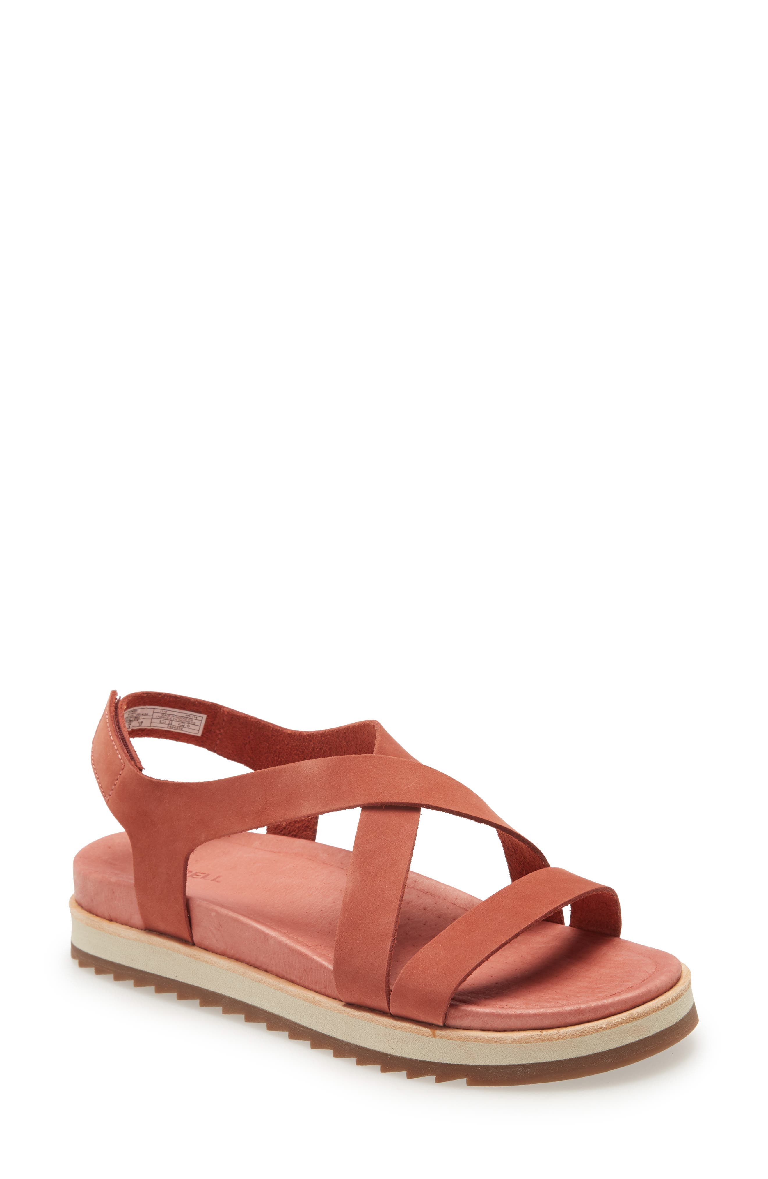 Juno Backstrap Sandal, Main, color, REDWOOD LEATHER