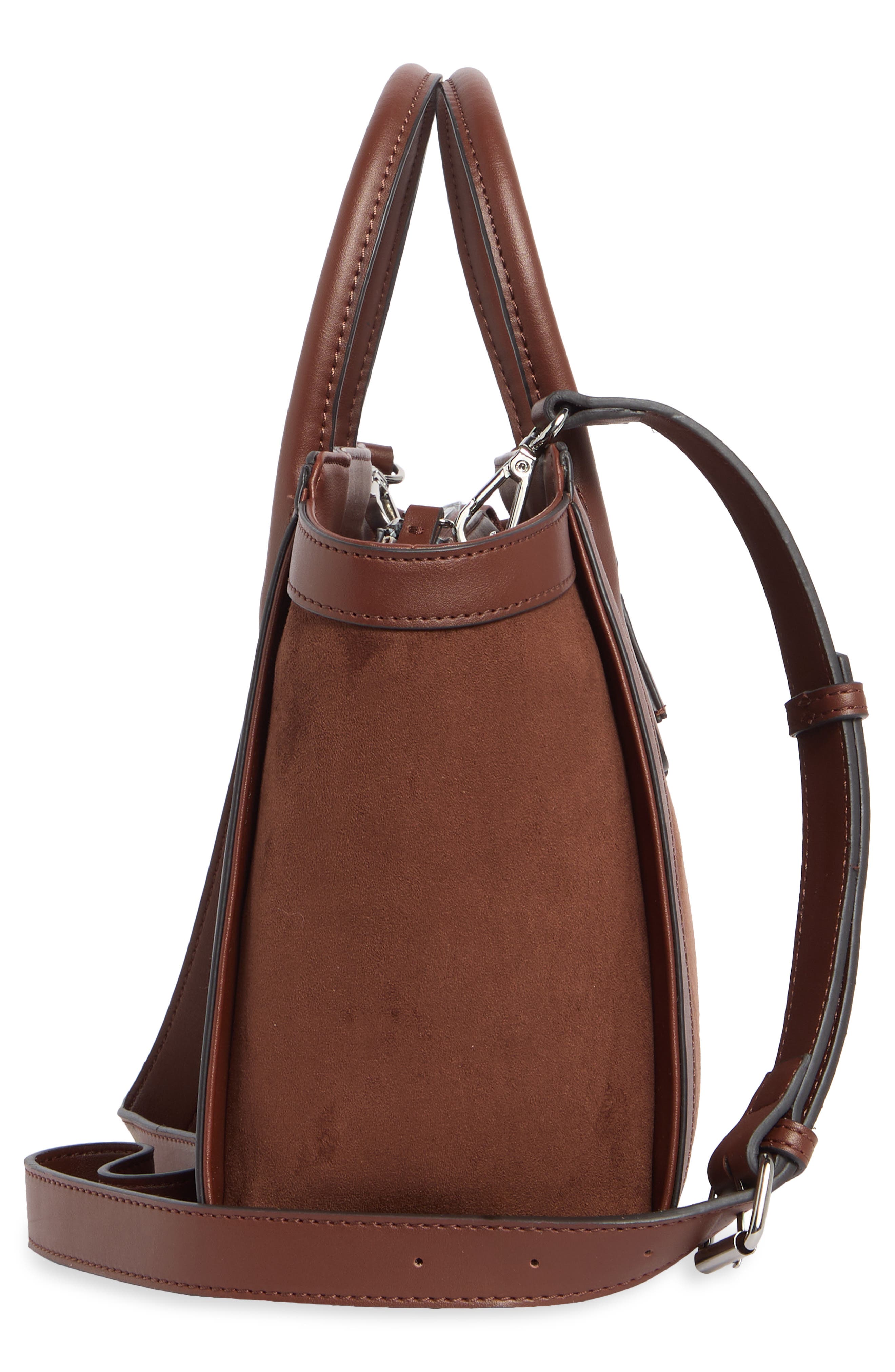 Aziel Faux Suede Satchel, Alternate, color, MAHOGANY
