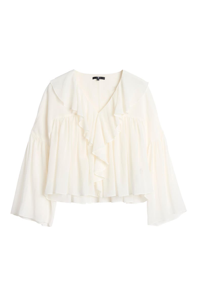 Ruffle Detail Flowy Cotton & Silk Top, Alternate, color, SILK COTTON IVORY
