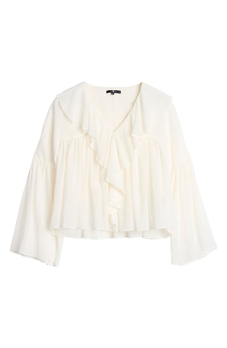 7 For All Mankind Ruffle Detail Flowy Cotton & Silk Top, Alternate, color, Silk Cotton Ivory