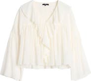 7 For All Mankind Ruffle Detail Flowy Cotton & Silk Top