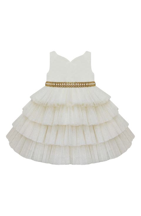 Embellished Tiered Party Dress & Bloomers (Baby)