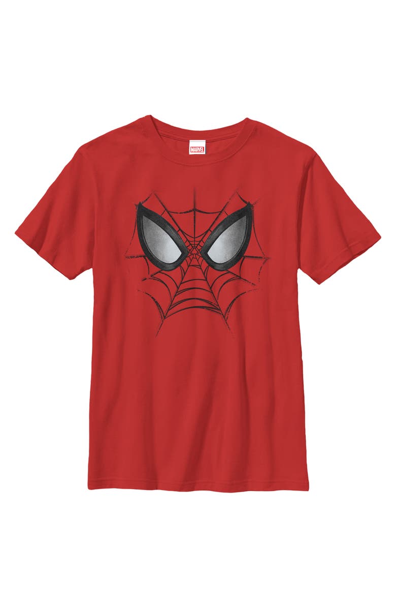 Marvel Boy's Marvel Spider-Man Web Face  Graphic T-Shirt, Main, color, Red