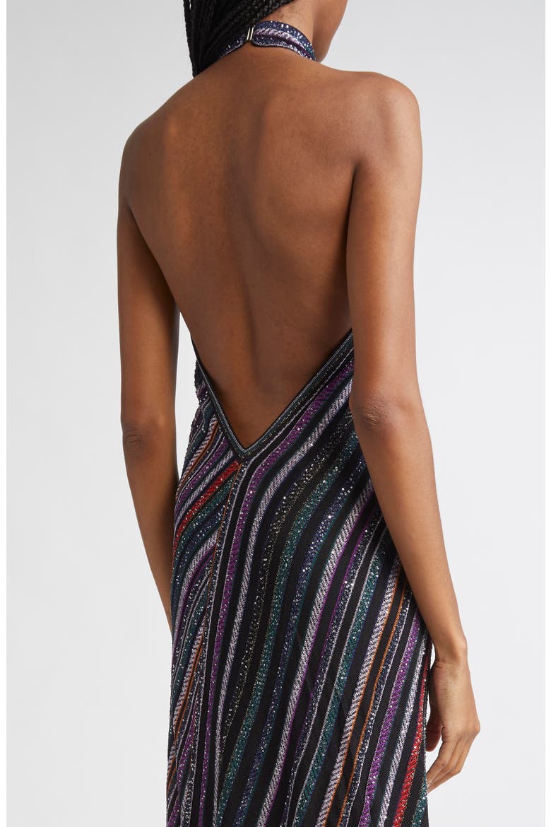 Sequin Stripe Metallic Knit Dress, Alternate, color, PURPLE BLACK ORANGE MULTI