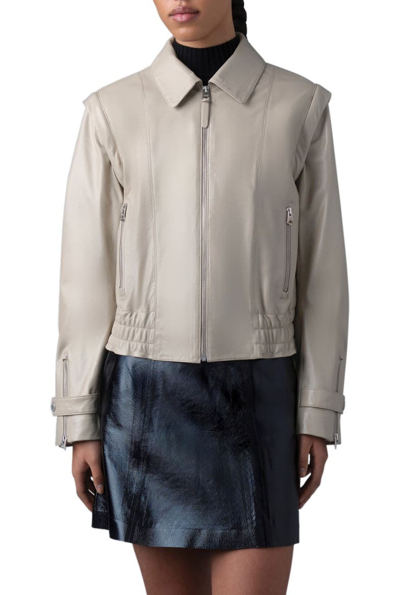 Amoree 2-in-1 Paneled Leather Jacket, Main, color, TRENCH