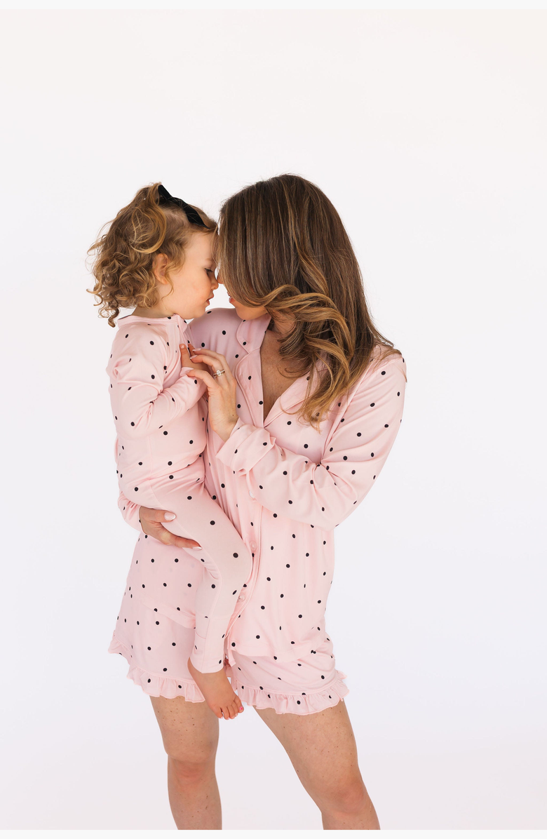 In My Jammers Polka Dot Zipper Romper, Alternate, color, Blush Polka Dot