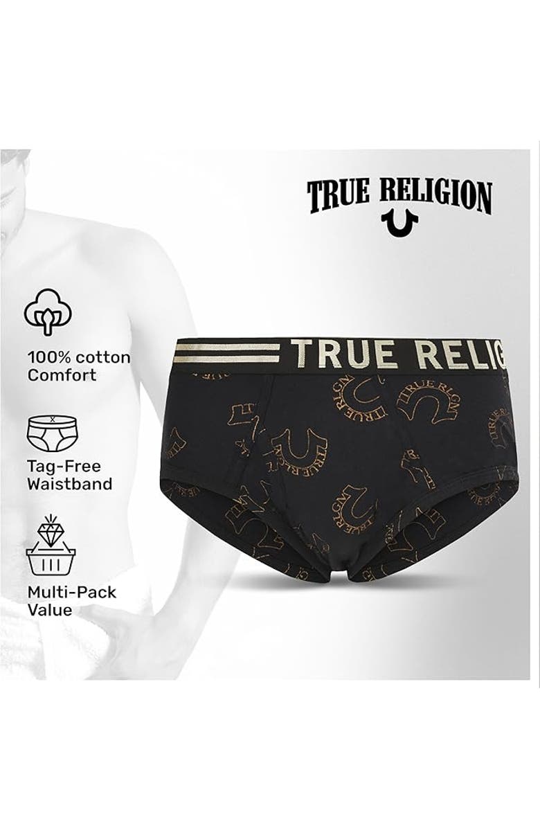 True Religion Briefs Soft Cotton Underwear Pack of 5, Alternate, color, Black