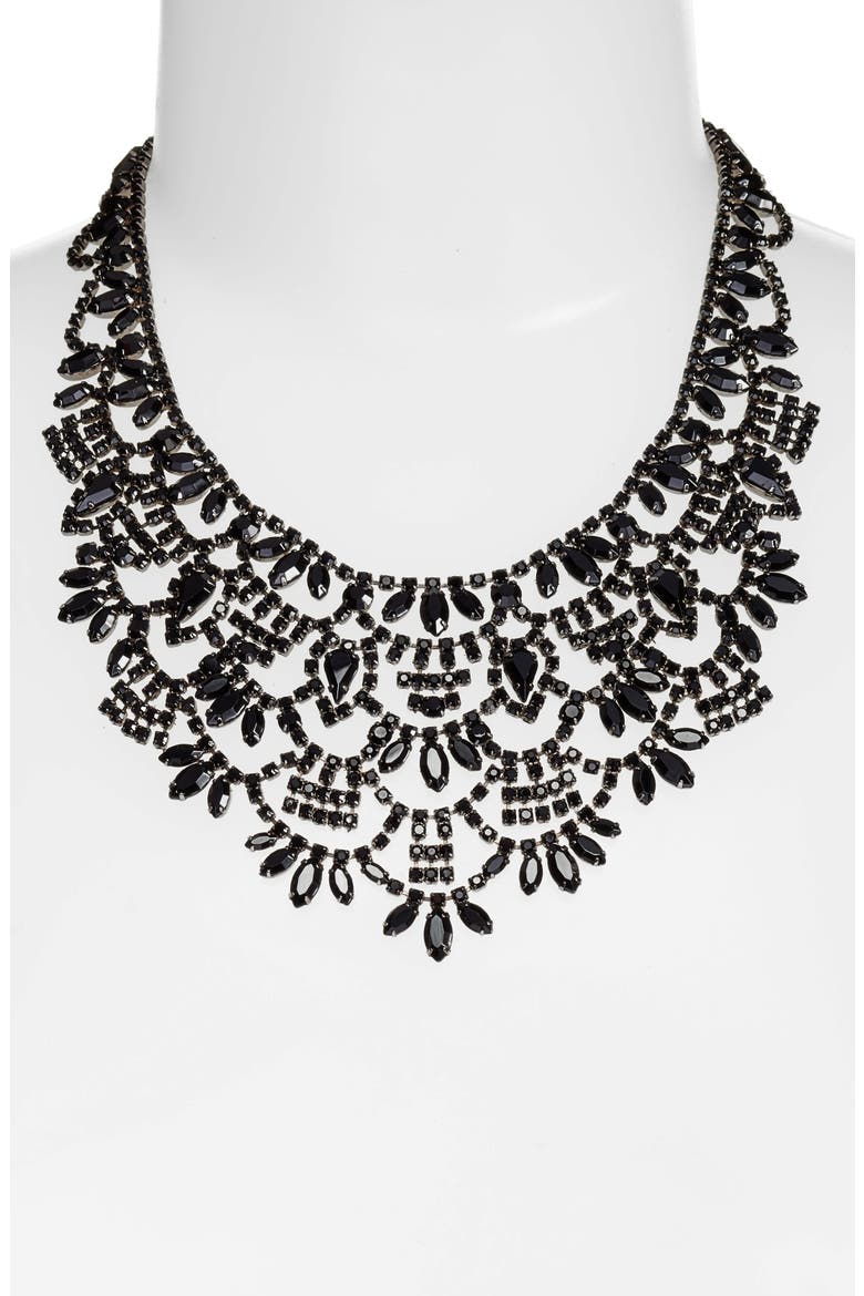Crystal Bib Necklace, Alternate, color, JET/ HEMATITE