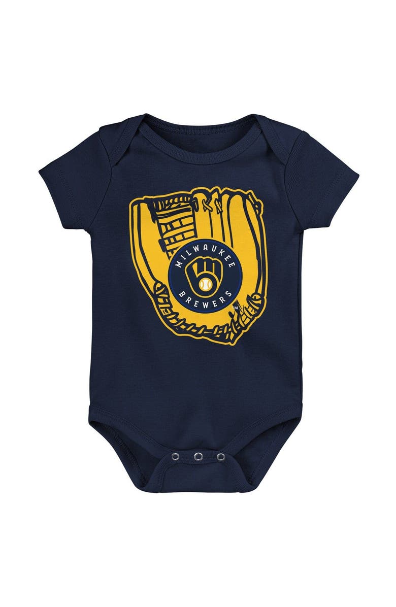 Outerstuff Infant Gold/Navy/White Milwaukee Brewers Minor League Player Three-Pack Bodysuit Set, Alternate, color, Gold