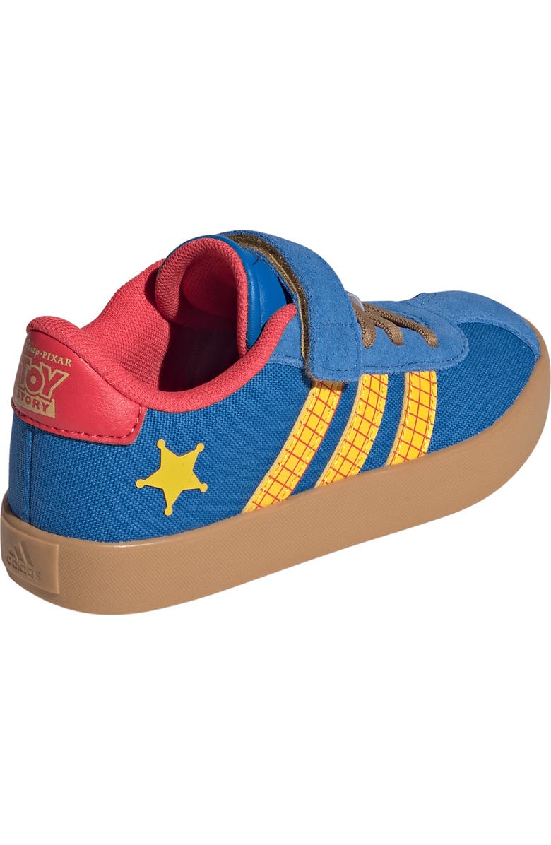 adidas Kids' Disney Woody Court Sneaker, Alternate, color, Bright Royal/ Gold/ Lucid Red