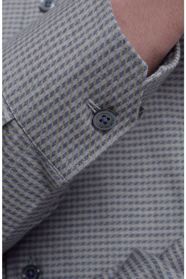 Alvin Trim Fit Micro Houndstooth Brushed Cotton Button-Up Shirt, Alternate, color, CEMENT