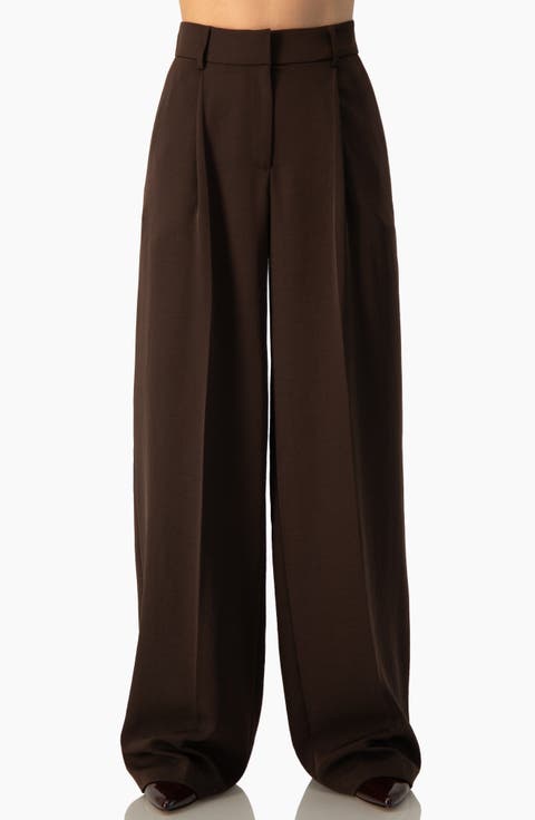 Fluid High-Rise Pleated Wide-Leg Trousers