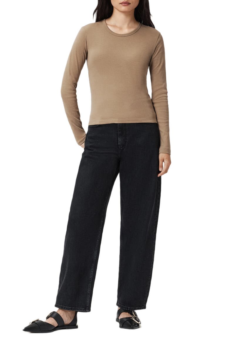 Stevie Long Sleeve Organic Cotton T-Shirt, Alternate, color, DESERT TAUPE GREY