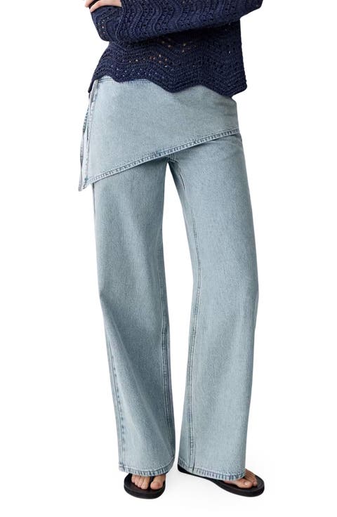 Removable Scarf Wide Leg Jeans