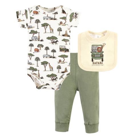 Cotton Bodysuit, Pant and Bib Set (Baby)