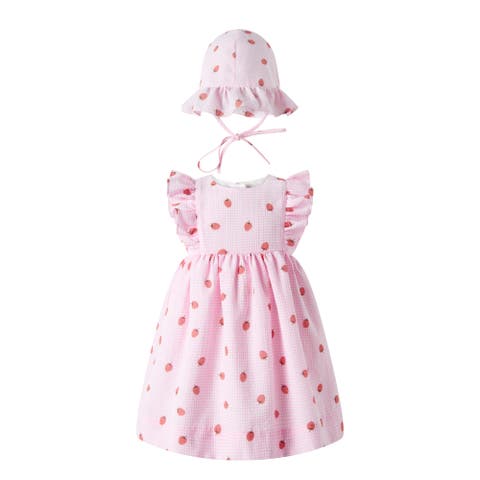 Strawberry Gingham Sundress & Hat (Baby)