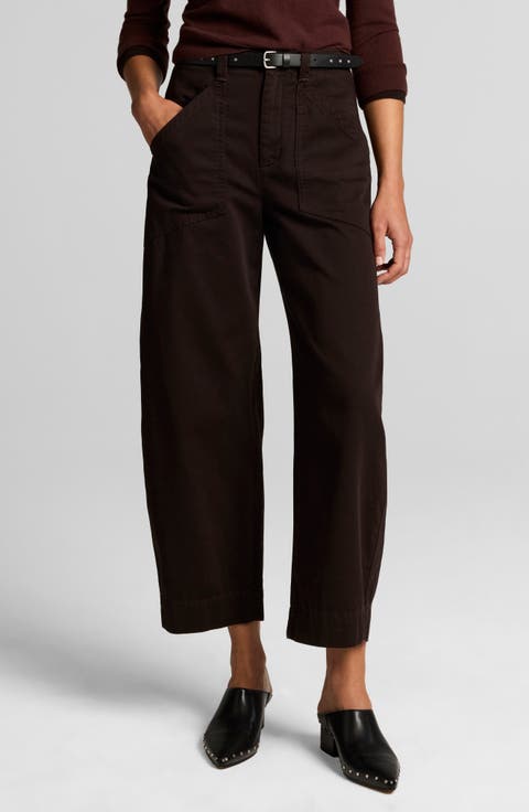 Washed Cotton Mid Rise Utility Pants