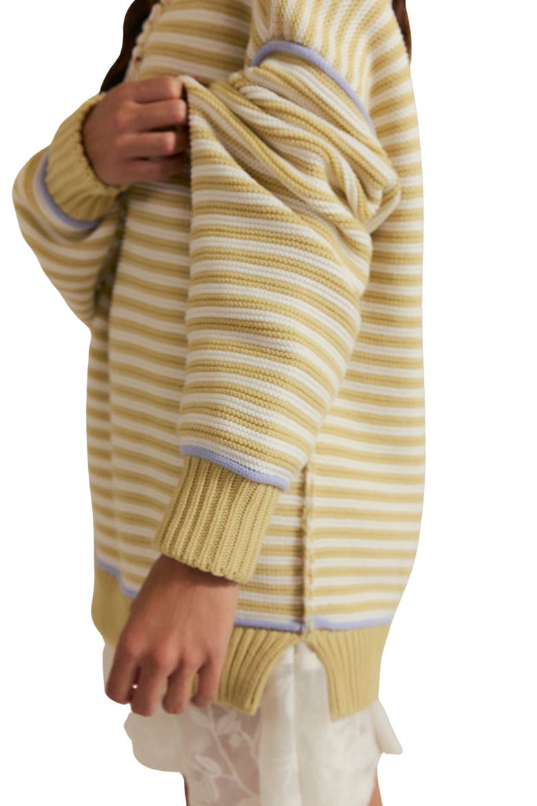 Stripe Cotton Sweater, Alternate, color, SAND COMBO