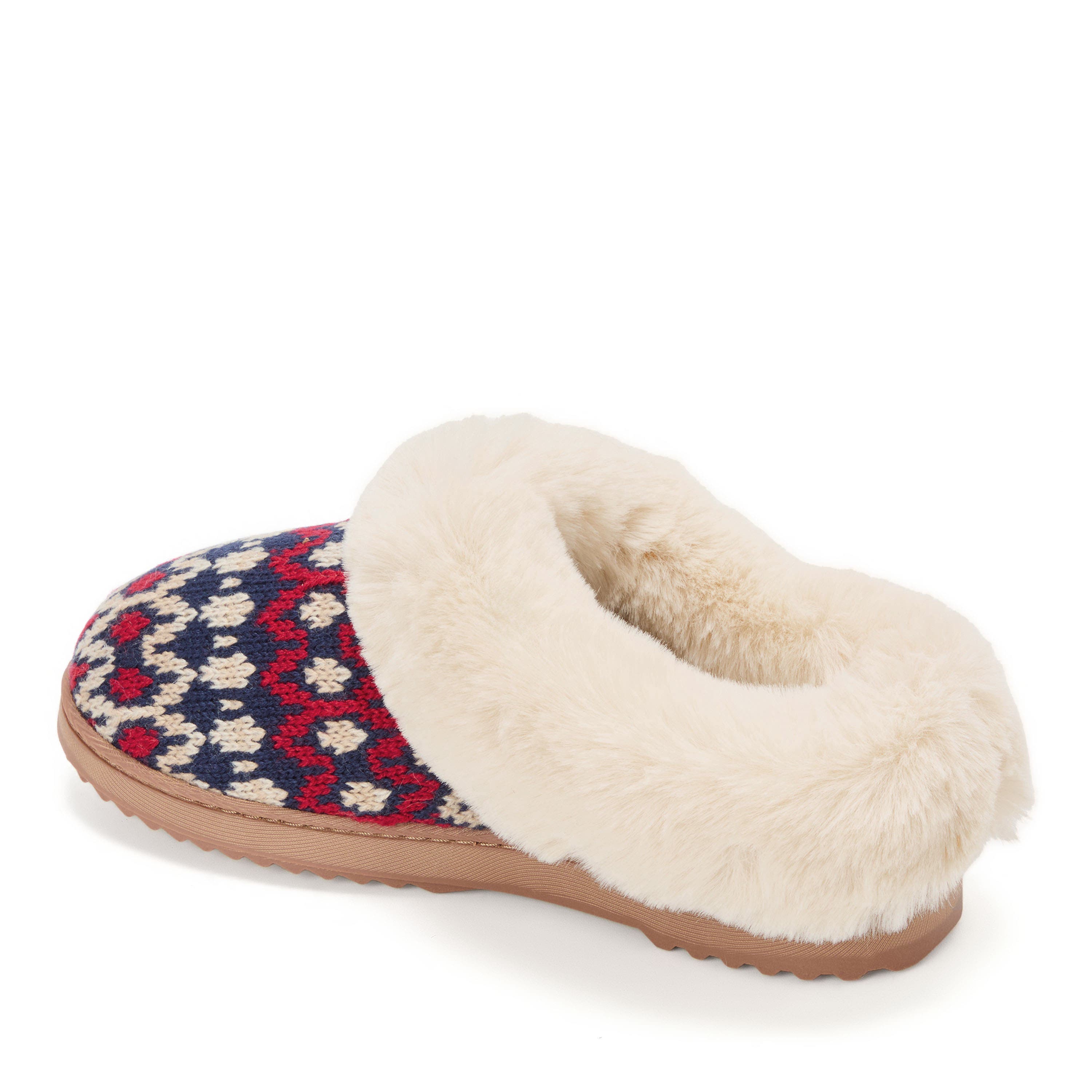 Hannah Festive Knit Clog Slipper, Alternate, color, Red Combo