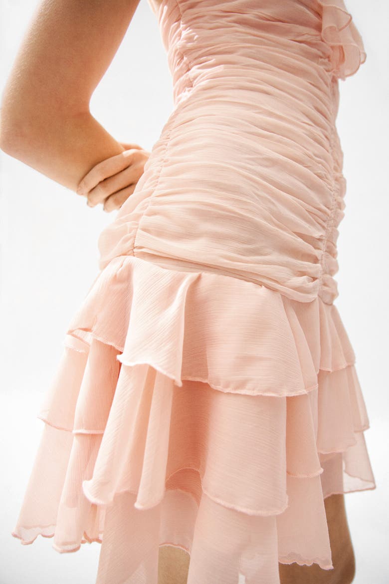 Draped Chiffon Strappy Dress, Alternate, color, Light apricot