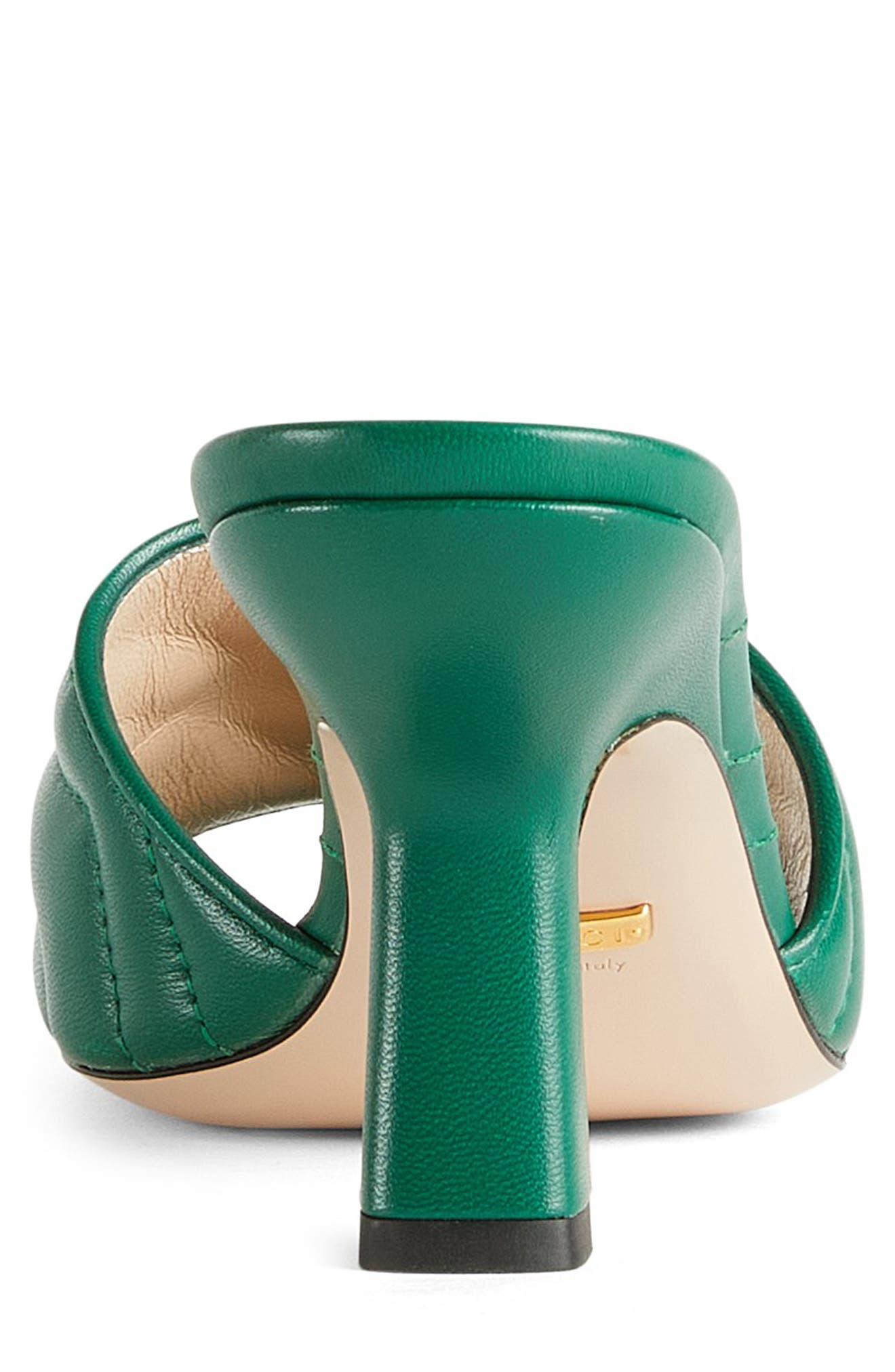 GG Quilted Slide Sandal, Alternate, color, EMERALD