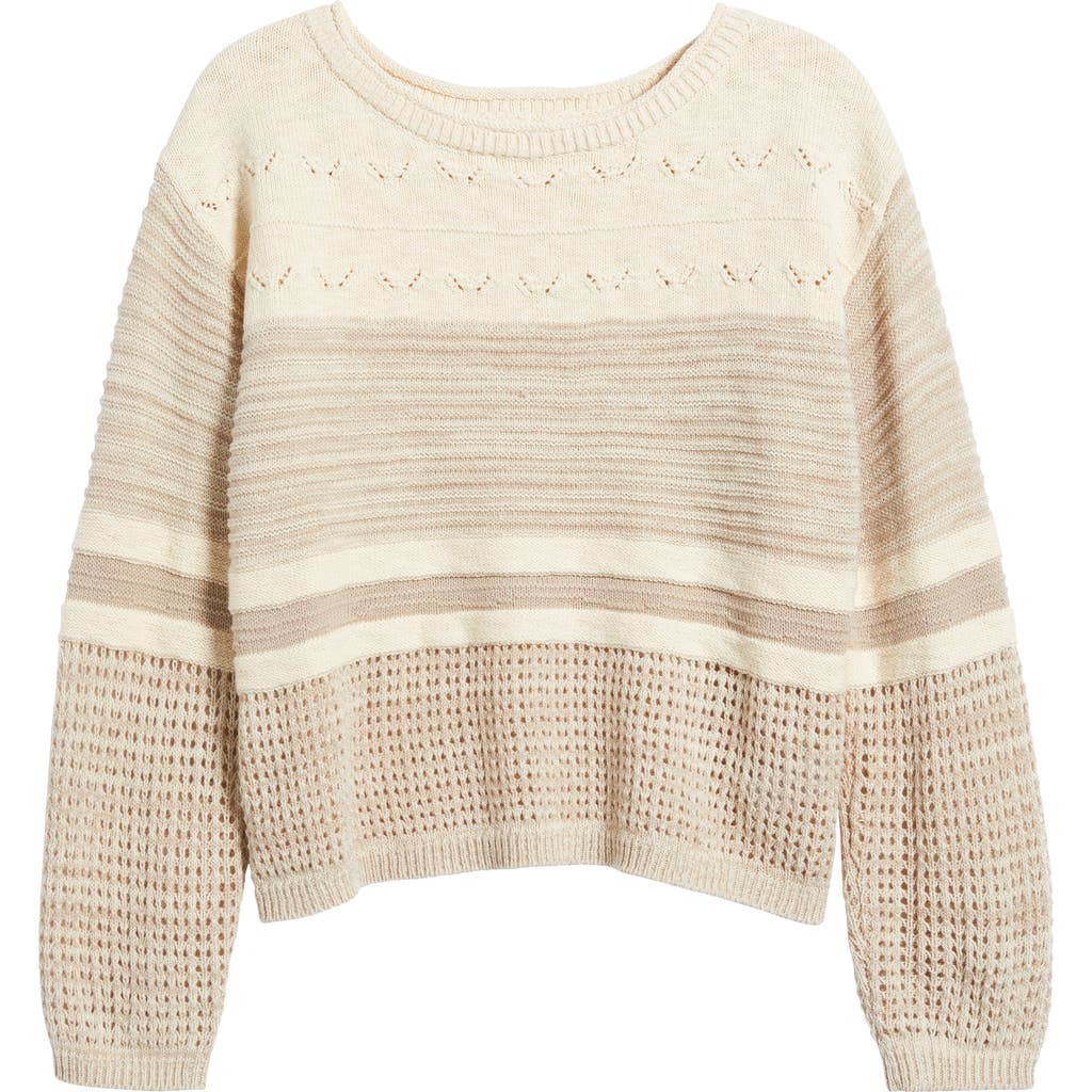 BEACHLUNCHLOUNGE BEACHLUNCHLOUNGE POLLA STRIPE MIXED STITCH BOAT NECK SWEATER