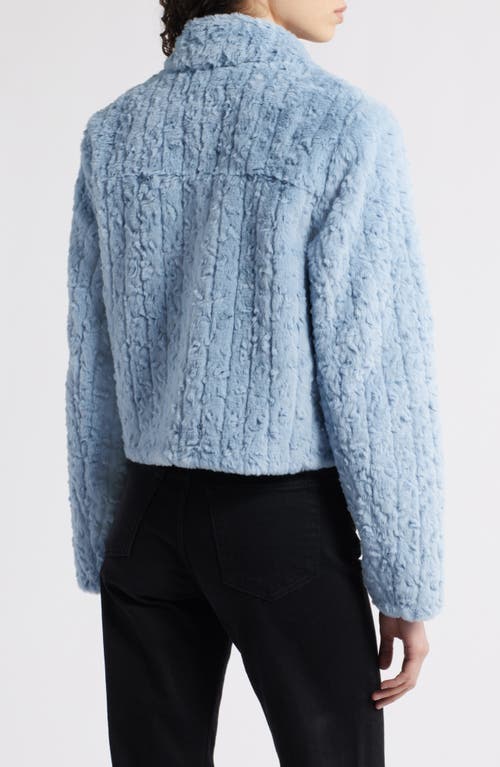 Bernardo Faux Shearling Crop Jacket In Blue