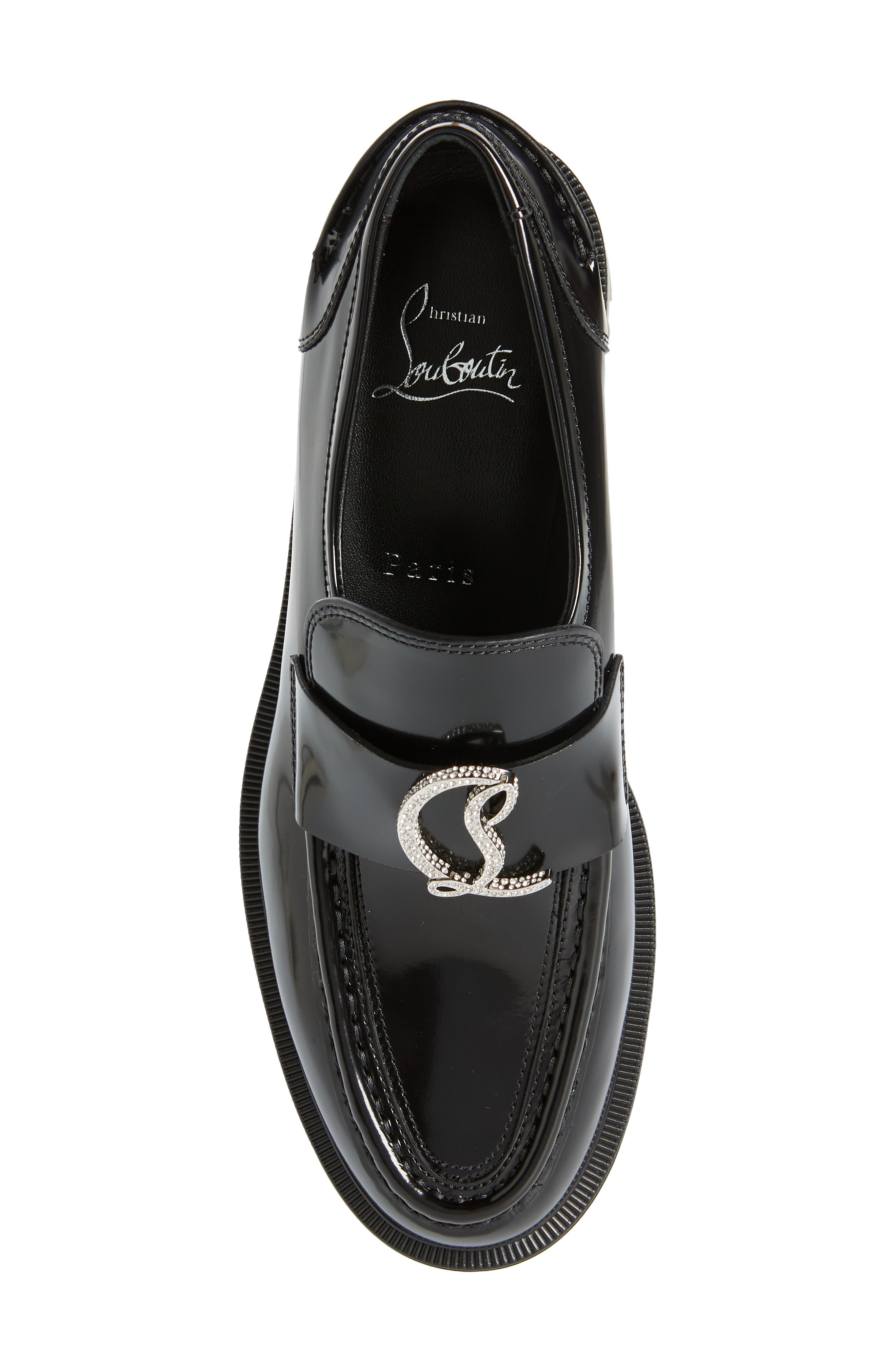 Christian Louboutin Crystal Monogram Loafer, Alternate, color, 