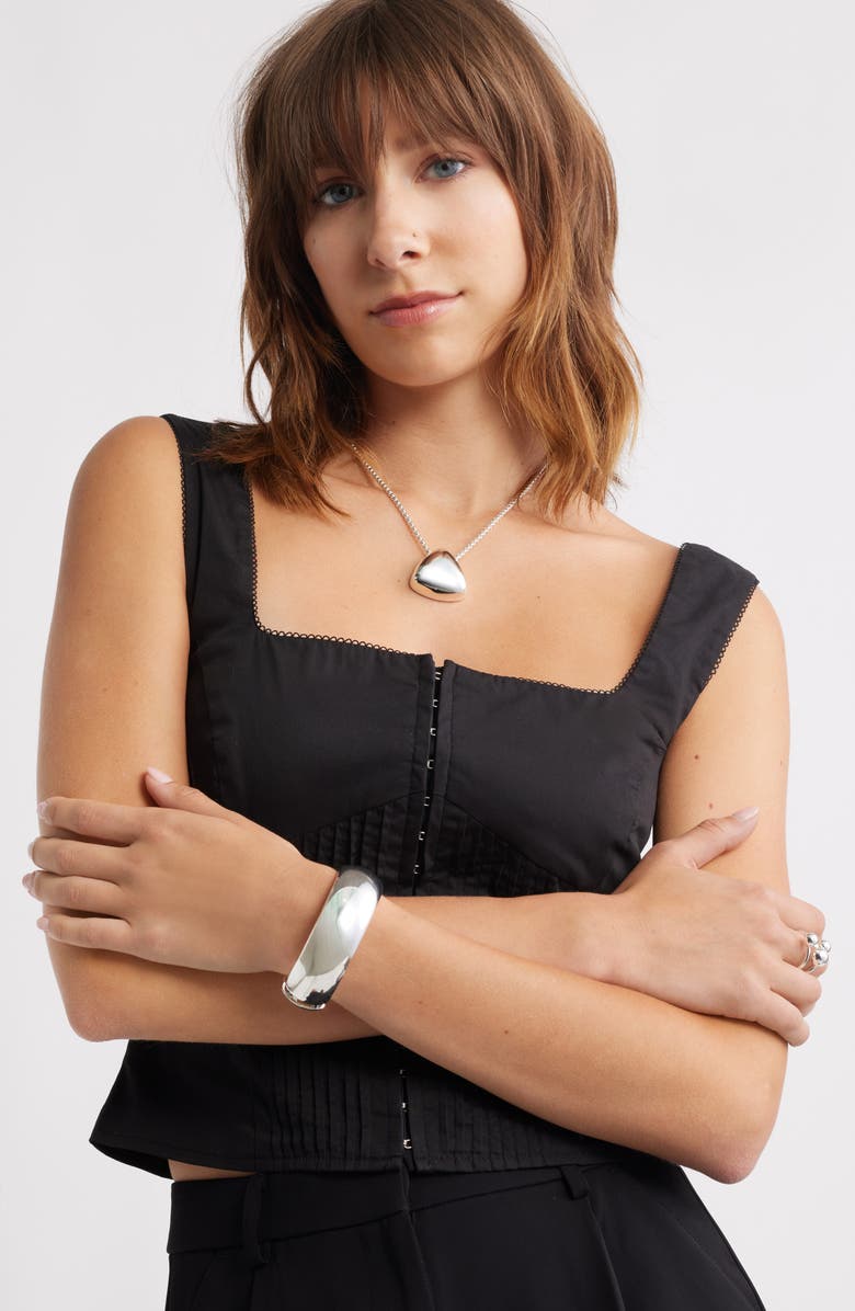 Open Edit Puffy Triangle Pendant Necklace, Alternate, color, Silver