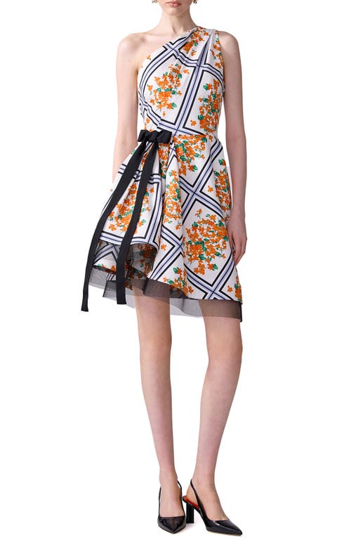 Carolina Herrera One-shoulder Asymmetric Faille Minidress