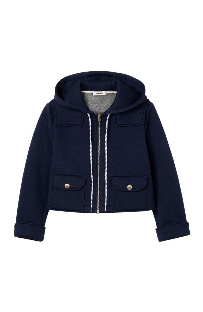 SANDRO Technical hooded jacket, Alternate, color, Navy Blue