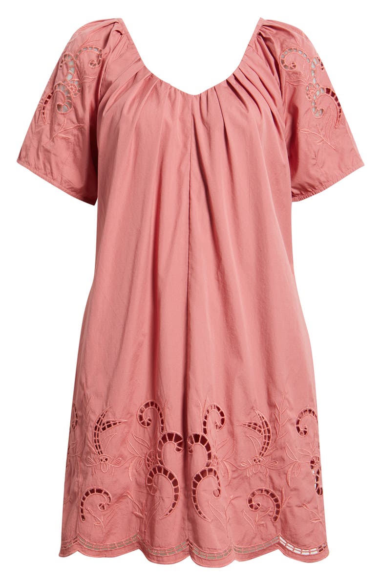 Nordstrom Schiffly Cutwork Embroidery Minidress, Main, color, Pink Clay