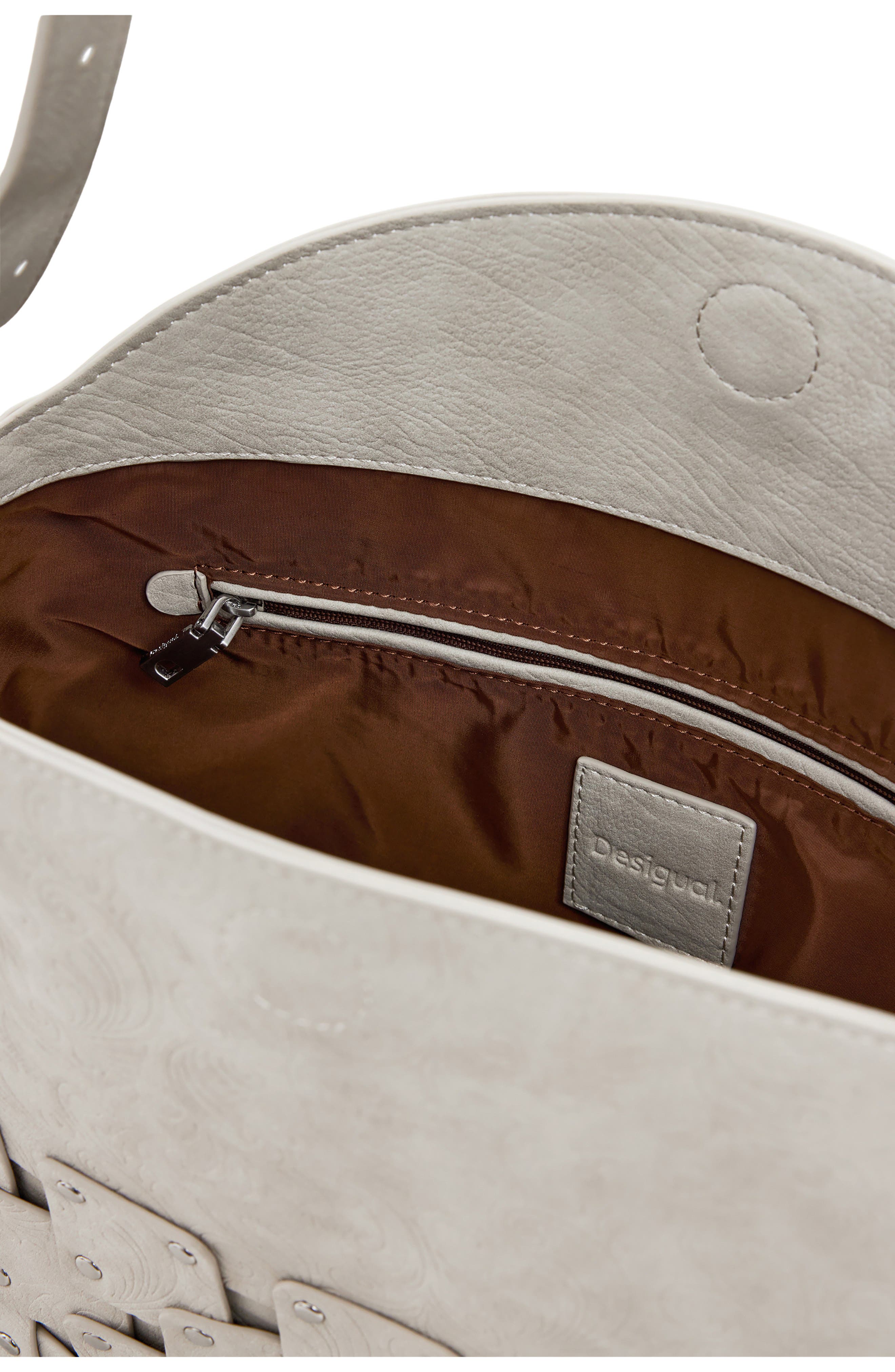 Desigual Stud Detail Shoulder Bag, Alternate, color, Light Gray