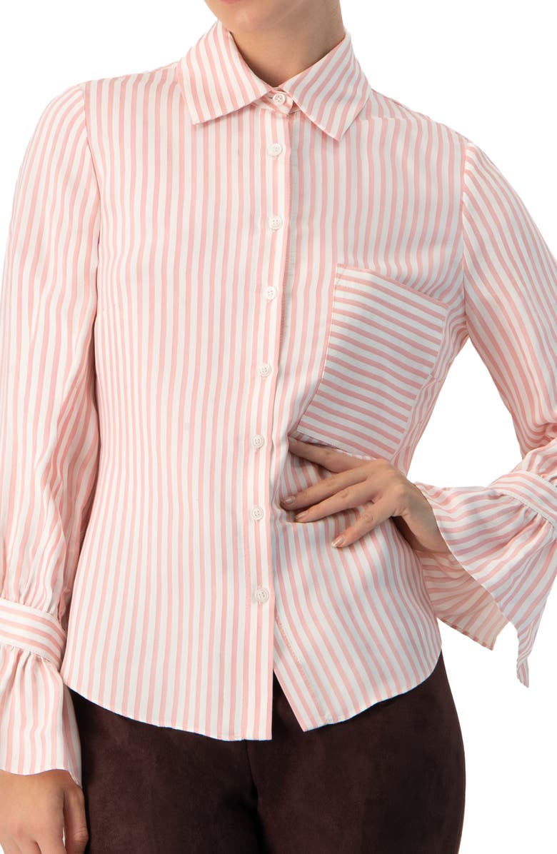 IVONNE Long Sleeve Striped Shirt, Alternate, color, Pink