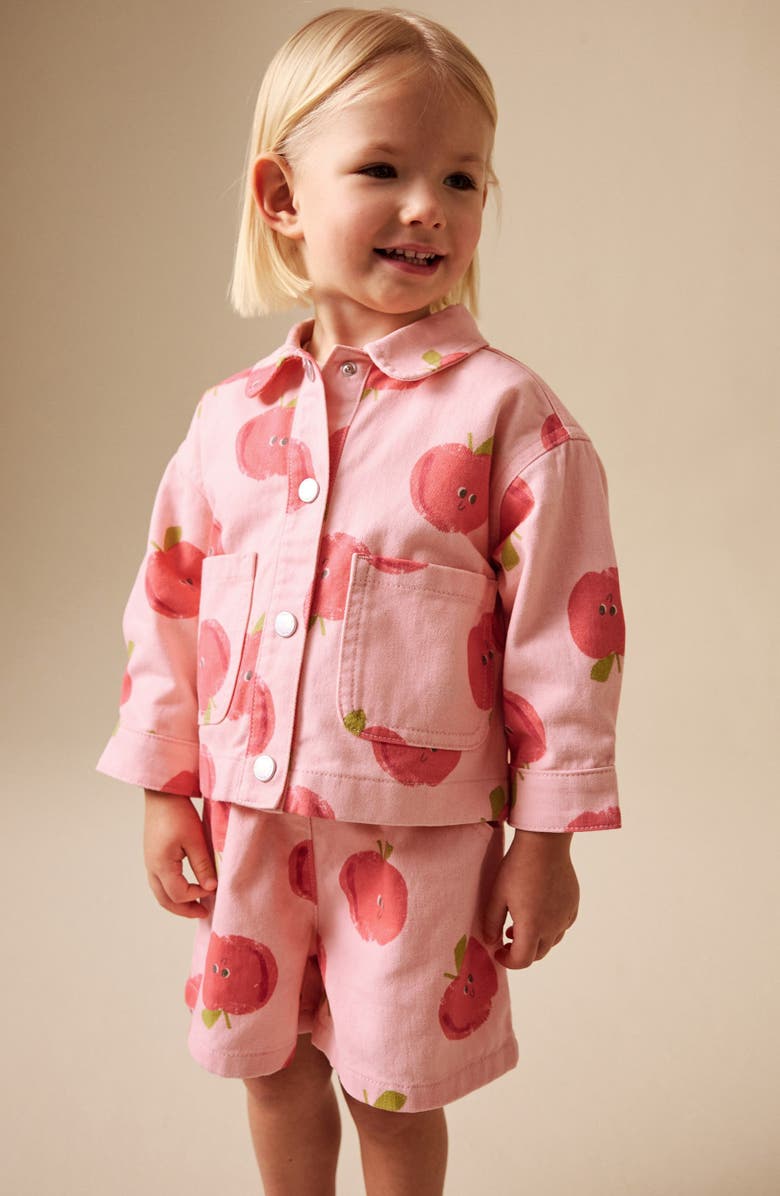 NEXT Kids' Apple Graphic Jacket & Shorts Set, Alternate, color, Pink