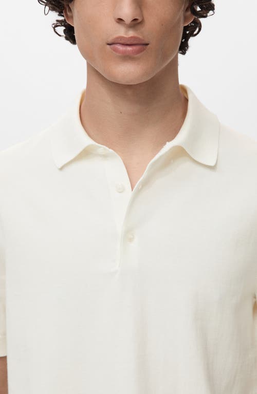 Mango Slim Fit Linen Blend Jersey Polo In White