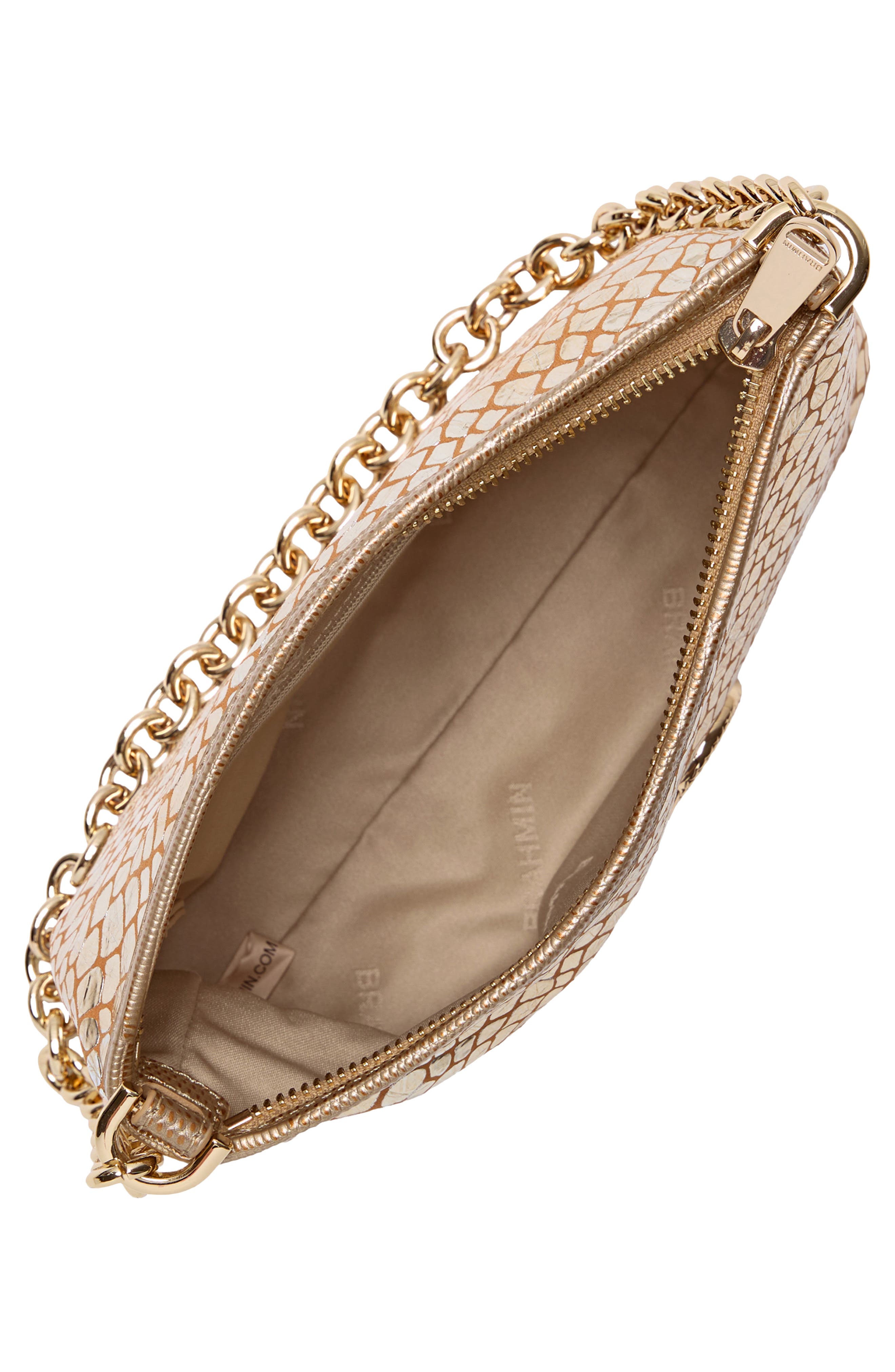Brahmin Mod Lorelei Snake Embossed Metallic Leather Shoulder Bag, Alternate, color, Gold