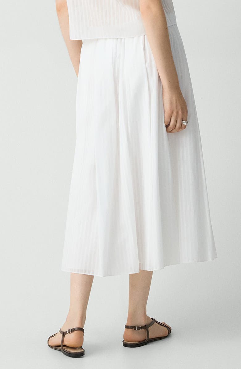 Theory Stripe Cotton Pull-On Midi Skirt, Alternate, color, White